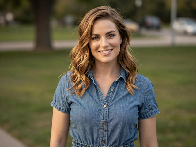 Megan, a woman in a casual dress smiling warmly at a park, representing the RouteSingles trucker dating community